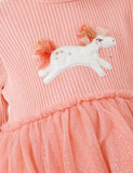 Unicorn Appliqu¡§| Mesh Long Sleeve Dress - CCMOM