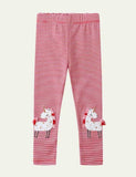 Unicorn Appliqu¡§| Striped Leggings
