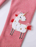 Unicorn Appliqu¡§| Striped Leggings - CCMOM