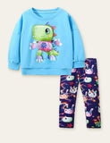 Unicorn Dinosaur Printed Sweatshirt Set - CCMOM