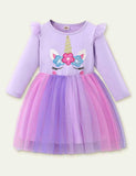 Unicorn Embroidered Long Sleeve Dress - CCMOM