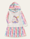 Unicorn Printed Hooded Dress - CCMOM