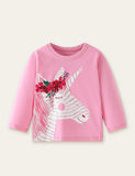 Unicorn Printed Long-Sleeved Bottoming Shirt - CCMOM