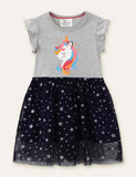 Unicorn Printed Mesh Dress - CCMOM