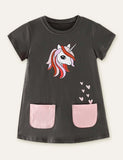 Unicorn Printed Pocket Dress - CCMOM