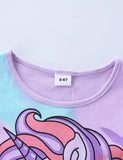Unicorn Printed Rainbow Striped Dress - CCMOM