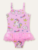 Unicorn Rainbow Printed Mesh Swimsuit