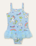 Unicorn Rainbow Printed Mesh Swimsuit - CCMOM