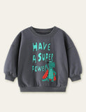 Unisex Cartoon Dinosaur Letter Printed Sweatshirt - CCMOM