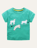 Unisex Cartoon Sheep Appliqu¡§| T-shirt - CCMOM