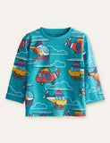 Unisex Helicopter Printed Long-Sleeved T-shirt - CCMOM