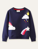 Unisex Rainbow Appliqu¡§| Raindrop Embroidered Sweatshirt - CCMOM