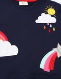 Unisex Rainbow Appliqu¡§| Raindrop Embroidered Sweatshirt - CCMOM