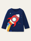 Unisex Rainbow Rocket Printed Long Sleeve T-shirt - CCMOM