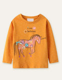 Unisex Unicorn Polka Dot Printed Long-Sleeved T-shirt - CCMOM