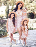 V-neck Floral Family Matching Dress - CCMOM