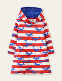 Whale Printed Striped Hooded Dress - CCMOM